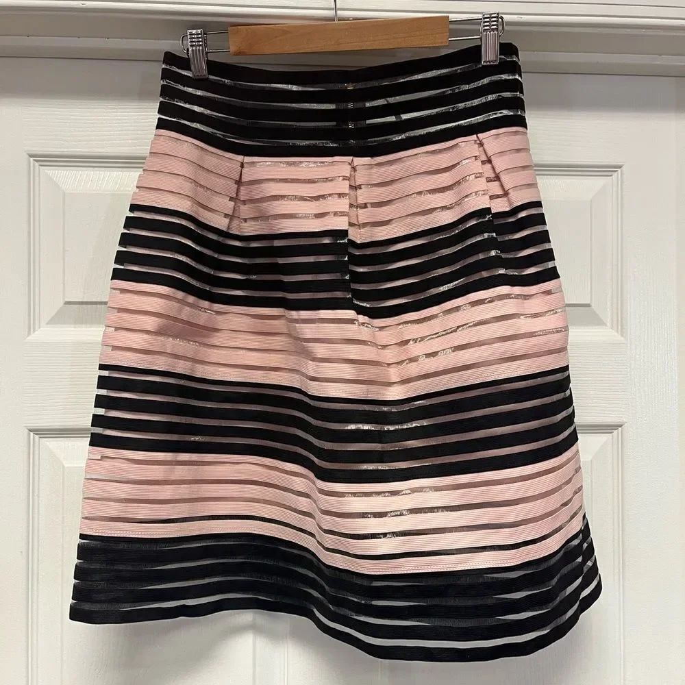 Touch Me Black Pink & Mesh Stripe Full Bandage Skirt sz 1X EUC